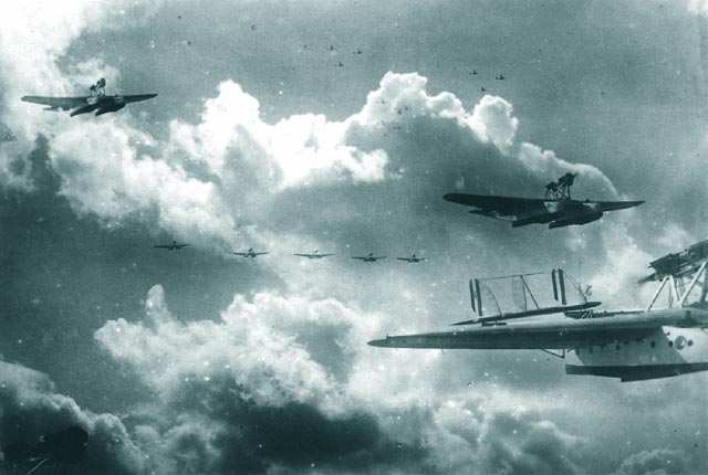 Escadrila de hidroavioane Savoia-Marcheti S-55 in zbor