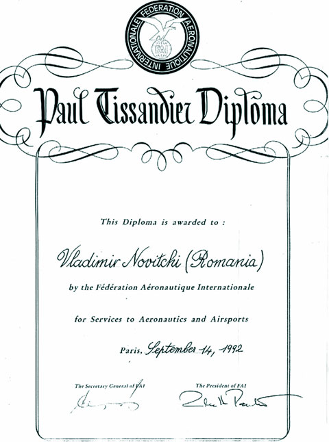 Diploma "Paul Tissandier"